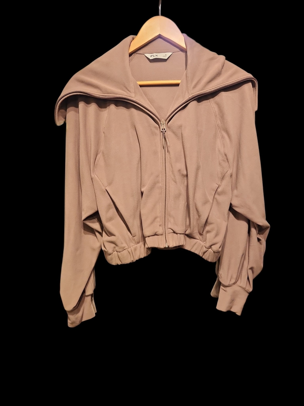 Women's Cropped *Super Soft*Zip-Front Bomber Jacket in Taupe